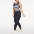 Drop Shipping Plus Size Sports Wear Racer Back High Waist Yoga Set Big Size Two Piece Black Activewear